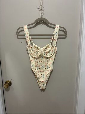 Dippin' Daisy's Cream Smocked Floral One-Piece Swimsuit